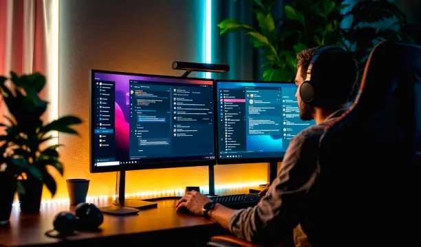 A web professional working on multiple screens, representing inclusive and accessible web design for modern businesses.