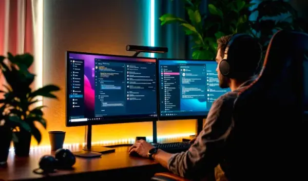 A web professional working on multiple screens, representing inclusive and accessible web design for modern businesses.